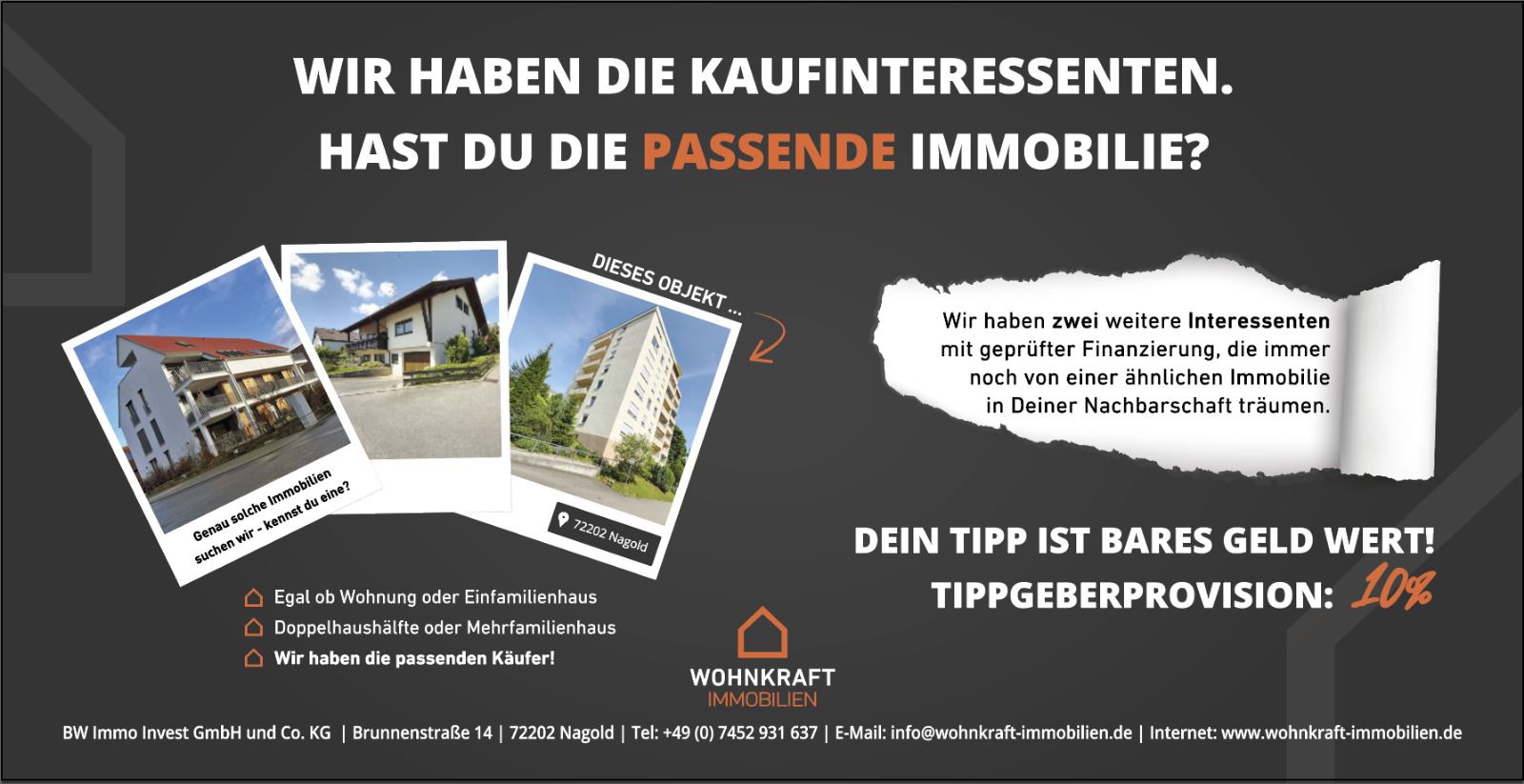 Baustellenbanner Wohnkraft Immobilien